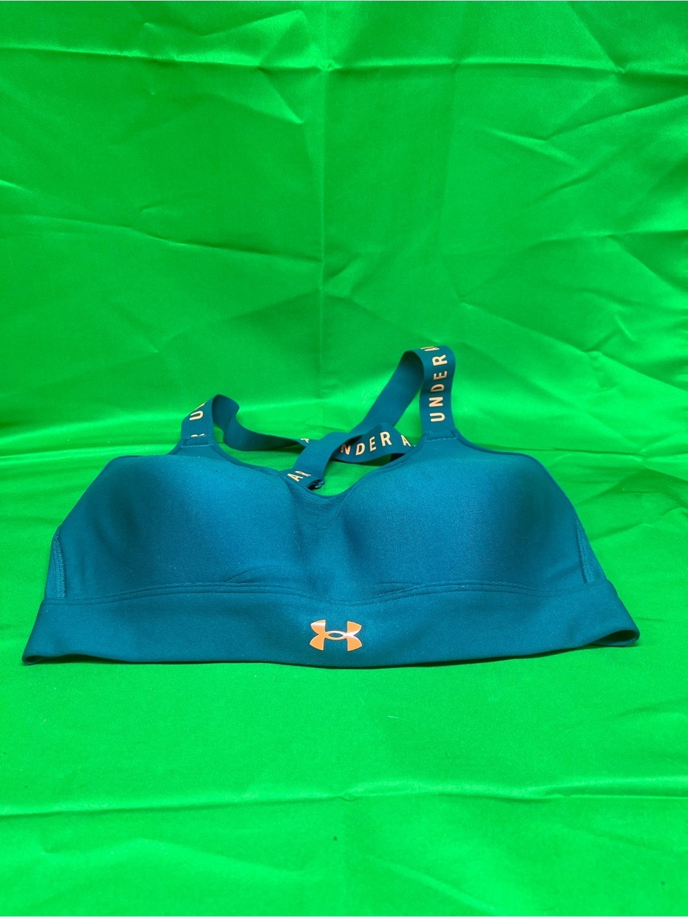 Under Armour Teal Blue Sports Bra with Coral Logo